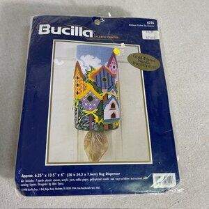 Vintage Bucilla Birdhouse Kitchen Bag Dispenser Needlepoint Kit 6255 Plastic NEW